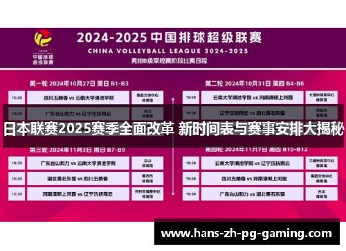 日本联赛2025赛季全面改革 新时间表与赛事安排大揭秘